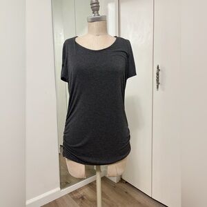 Emmas Expressions Maternity Ruched Side Tee Charcoal Gray Woman Size XL